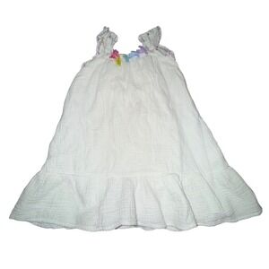 Girls White Gauze Tassel Dress Kids Boho Summer Vacation Size 6